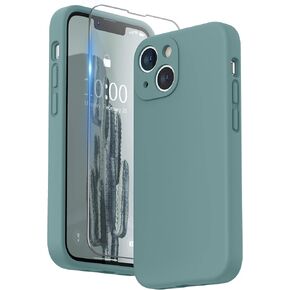 SURPHY متوافق مع حافظة iPhone 13 Mini مع واقي الشاشة، (حماية الكاميرا + بطانة ناعمة من الألياف الدقيقة) حافظة هاتف من السيليكون السائل مقاس 5.4 بوصة 2021، أرجواني أرجواني in Kuwait