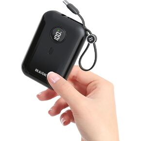 BLAVOR Portable Charger 10000mAh PD 20W Power Bank for iPhone, USB C in/Output Fast Charging,Smallest Battery Pack Charger with Built in Cable for iPhone 15 14 13 12 11 SE