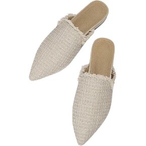 Verdusa Women's Mules Flat Shoes Closed Pointed Toe Backless Loafer Shoes