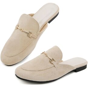 أحذية بدون كعب للنساء مسطحة بمقدمة مستديرة للنساء، بإبزيم سهل الارتداء، أحذية لوفر بدون ظهر in Kuwait