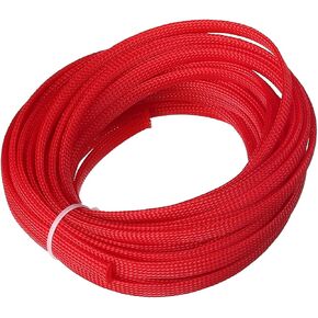 Othmro 32.8ft Length Expandable PET Flexible Braided Cable Sleeves 0.31in Width Wire Loom Sleeving and Organizers Flexible Wire Mesh Sleeves for TV Audio PC Computer Cords from Pet Chewing Red