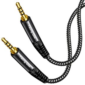 Male to Male Audio Cable 3 ft,4 Pole 3.5mm Aux Cable TRRS Male to Male Audio Cable, Aux Cord for Headphones, PS4,Phone, Tablets, Headset, PC, Laptop and More (3FT/1M)