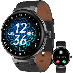 aigo Smart Watch for Men with Heart Rate Monitor, Fitness & Sleep Tracker, Receive/Dial Call, 107+ Sports Modes, 1.73" HD Screen IP68 Waterproof Watches for Android iOS Phone, Black(Two Bands)