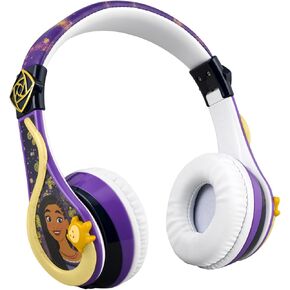 eKids Disney Wish Bluetooth Headphones for Kids, Wireless Headphones with Microphone includes Aux Cord, Volume Reduced Kids Foldable Headphones for School, Home, or Travel