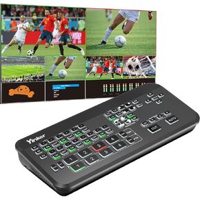 محول بث مباشر HDMI ذو 4 قنوات، محول خلاط فيديو مع مخرج PVW وPGM 2-HDMI، صوت 3.5 ملم لإنتاج البث المباشر على YouTube في الوقت الحقيقي