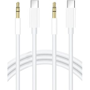 USB Type C to 3.5mm Audio Aux Headphone Jack Cable, 2 Pack AUX to USB C for Car Speaker Stereo Cord Compatible with iPhone 15 Pro Max, S23 S22 Ultra, iPad Pro/Air, Pixel 5 XL, 3.3ft