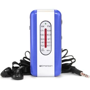 Emerson ER-7002 Portable AM/FM Radio with Earbuds, Blue