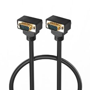 PNGKNYOCN 90 Degree VGA to VGA Cable, Down Bend Angle VGA Male to Down Bend Angle VGA Male 15 Pin Full HD 1080P High Resolution Video Cord 0.5M (2 Down)