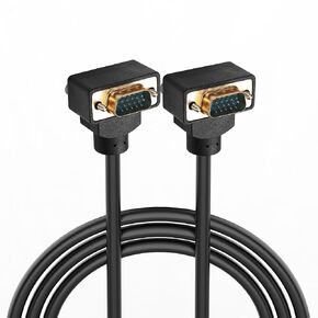 PNGKNYOCN 270 Degree VGA Cable, Upward Bend VGA Male to Upward Bend VGA Male 15 Pin Full HD 1080P High Resolution Video Cord 1.5M (2 Up) ﻿