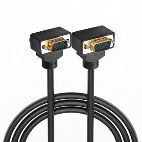 PNGKNYOCN Right Angle VGA Cable, 270 Degree Angle VGA Male to 90 Degree Angle VGA Male 15 Pin Full HD 1080P High Resolution Video Cord 1.5M (Up/Down)