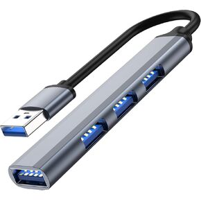 USB Hub 3.0 with 4 Ports, Aluminium USB 3.0 Hub USB Splitter Extender for for Laptop, PC, MacBook, Mac Pro, Mac Mini, iMac, Surface Pro and More LB04