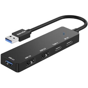 5 Ports USB C Hub, USB C to USB Hub with USB 3.0, USB C Multiport Adapter Hub with USB C Data Port for MacBook Pro, Compatible with iMac, iPad Pro, Chromebook, XPS, Galaxy S23, and More