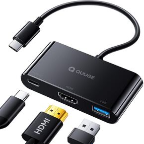 QUUGE USB C to HDMI Adapter, 3-in-1 USB C Hub with 4K HDMI, 100W Power Delivery, USB 3.0 Data Port,USB-C Digital AV Multiport Adapter for MacBook Pro/air, Switch, iPad Pro &More USB-C Devices