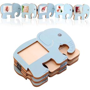 Elephant Sonogram Picture Frame Quadruple Ultrasound Picture Frame 4 Folding Pregnancy Keepsake Photo Frame for Pregnancy Announcements First Time to Be Dad Mom Gifts Gender Neutral Baby Nursery Décor