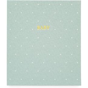 Sugar Paper Baby Book, Mist Green Swiss Dot Book Cloth Cover, Guided Memory Book to Capture Photos and Keepsakes From Your Child's First Year