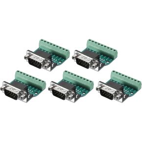 uxcell D-sub Connector DB9 Male Socket 9-pin Male Serial Port Terminal Breakout for Mechanical Equipment CNC Computers Pack of 5