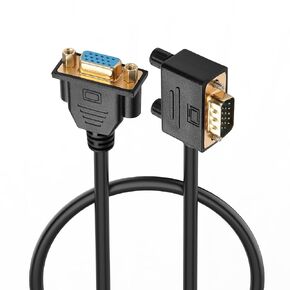 PNGKNYOCN 90 Degree VGA Extension Cable，0.5M Right Bend Angle 15 Pin Full HD 1080P High Resolution VGA Male to Female Monitor Cable(R)