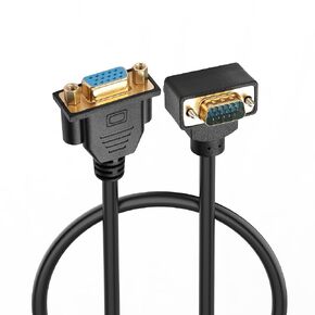 PNGKNYOCN 90 Degree VGA Extension Cable,1080P Full HD Right Angled Upward Bend VGA Male to Female Monitor Video Adapter Cable for Computer Monitor Projector Etc 0.5M (Up)