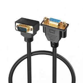 PNGKNYOCN Right Angle VGA Cable，90 Degree Down Bend Angle VGA Male to Female Full HD 1080P High Resolution Video Extension Cable 0.5M (Down)