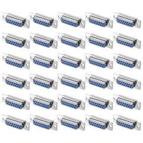 uxcell D-sub Connector DB15 Female Socket 15-pin 2-Row Female Serial Port Terminal Breakout for Mechanical Equipment CNC Computers Pack of 30