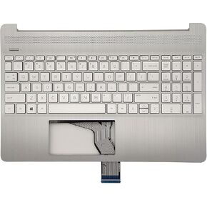 Replacement Upper Case Palmrest for HP 15T-DY 15-DY 15-EF 15Z-EF 15s-eq 15s-fq 15s-er 15s-fr Series Laptop Top Cover Non-Backlit Keyboard Assembly M17184-001 L63578-001 Natural Silver