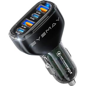 60W Car Charger Multi Port, USB C Fast Charging Car Phone Charger Adapter with PD 30W & QC 18W, Compatible with 12/24V Cars, Trucks, RVs, iPhone 15 Pro, iPad, Samsung Galaxy S23, S22, S21