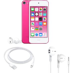 Apple iPod touch الجيل السادس بسعة 64 جيجابايت + سماعات أذن داخلية باللون الوردي (مجددة)
