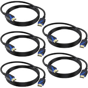 كابل HDMI بطول 6 أقدام، 5 حزم، كابل HDMI 2.0 عالي السرعة بسرعة 18 جيجابت في الثانية، سلك HDMI ذكر إلى ذكر، 4K@60 هرتز، 2K@144 هرتز، ARC/eARC، HDCP2.2، ثلاثي الأبعاد متوافق مع PS5/4/3، Xbox، مكبرات الصوت، تلفزيون وشاشة وما إلى ذلك (أزرق)