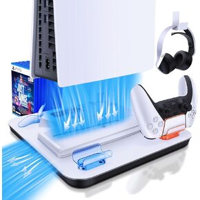 TNP Cooling Stand for PS5 Slim & PS5 Console - 4 Speed Modes Vertical Cooling Station for Playstation 5 Slim Disc & Digital Edition, Multiple Charging Dock for PS5 Slim & PS5, PSVR2 Controllers