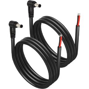 SinLoon 2 Pack DC5521 Power Pigtails Cable, 12V 90 Degree DC 5.5mm x 2.1mm Male Plug to Bare Wire Open End Power Supply Repair Cord 16AWG, for Monitors, LED Strip Light,CCTV Security Camera (3.3FT)