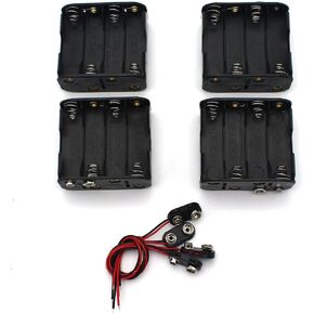 4Set 8 x AA Thicken Battery Holder and T Type Wired Battery Clip Standard Snap Connector