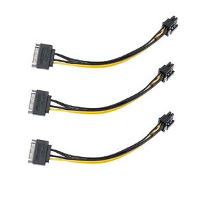 3Pcs 15Pin SATA Male to PCIE 8Pin 6 2 Male Video Card Power Cable 8Pin(6+2) PCI-E 20cm 18AWG Wire for Graphic Card