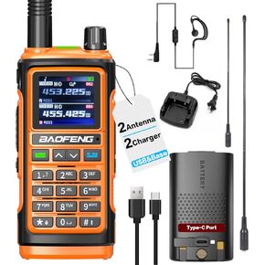 Baofeng UV-5R Upgrade Ham Radio UV17 GPS Dual Band Ham Radio Handheld Long Range Two Way Radio for Adults Rechargeable Walkie Talkies with VOX NOAA FM AM 1000CH 771 High Gain Antenna Full Kit Type-c