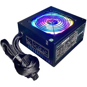 Apevia ATX-ES600-RGB Essence 600W ATX Semi-Modular Gaming Power Supply with Auto-Thermally Controlled 120mm RGB Fan, 115/230V Switch, All Protections