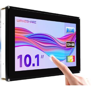 waveshare 10.1inch Capacitive Touch Screen LCD with Case Compatible with Raspberry Pi 4B/3B+/3B/2B/B+/A+/Zero/Zero W/WH/Zero 2W Series Boards 1024×600 Resolution HDMI Supports Jetson Nano/Windows