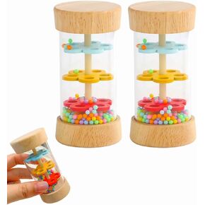 Oneshow Wooden Rainmaker Montessori Toys for Baby 6-12 Months,Rain Sticks for Kids,Baby Rattle Sensory Development Toys,Musical Instruments Toys for 1 Year Old Toddler Kids,Gifts for Baby 2 Pack