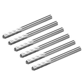uxcell Tungsten Carbide Rotary Files 1/8" Shank, Single Cut Cylindrical Radius End Rotary Burrs Tool 3mm Dia, for Die Grinder Drill Bit Alloy Steel Hard Metal Carving Polishing, 6pcs