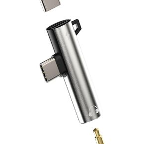 Hoyully USB-C to 3.5mm Headphone Jack Adapter, 2in1, Auxiliary, Compatible with Samsung, LG, Google Pixel, Huawei, Apple iPhone, iPad, Charging and Audio in One