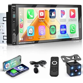 Hikity 6.9 Inch Carplay Car Stereo Single Din Car Radio Android Auto, HD Touch Screen Radio with Bluetooth 5.0 Voice Control Mirror Link FM RDS EQ SWC, Car Audio Receiver with USB/SWC/MIC/AUX-in in Saudi Arabia