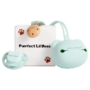 Pacifier & Accessories | Purrfect Lil'Ones Silicone Pacifier, Pacifier Clip & Pacifier Case | Safe & Clean whether in use or not | Easy Clean | Teething, Soft, Durable, Non-Toxic, BPA-Free Material