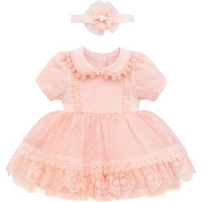 Lilax Christening Baptism Dress, Baby Girls' Lace Floral Embroidered Dress