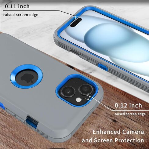 Phone Case for iPhone 15 Case: Heavy Duty Shockproof Armor Protector Case Cover with Belt Clip Holster for Apple iPhone 15 6.1 Phone Case (Black) in Saudi Arabia