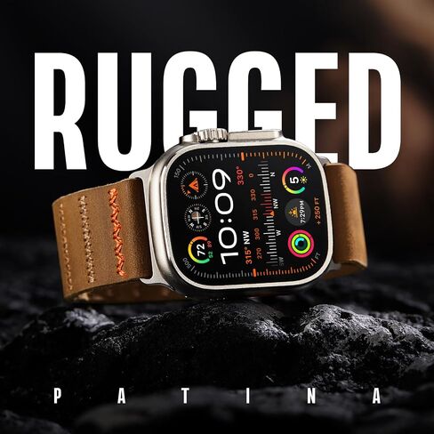 أحزمة جلدية من Suitisbest متوافقة مع Apple Watch Ultra Band 49 مم 45 مم 44 مم 42 مم للرجال، حزام من الجلد الأصلي المحبب مع خطاف على شكل حرف S لسلسلة iWatch Ultra SE 9 8 7 6 5 4 in Kuwait