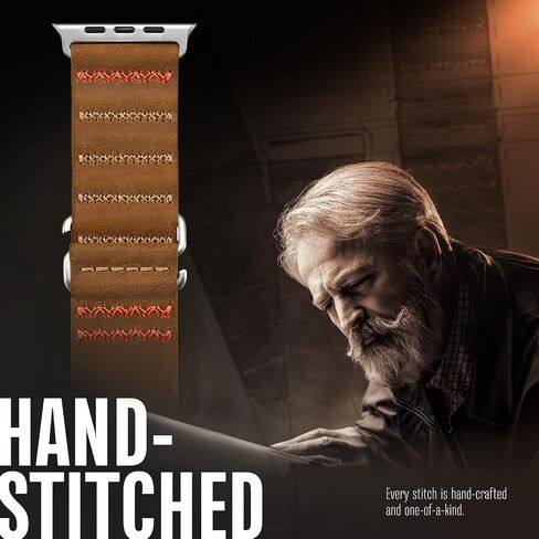 أحزمة جلدية من Suitisbest متوافقة مع Apple Watch Ultra Band 49 مم 45 مم 44 مم 42 مم للرجال، حزام من الجلد الأصلي المحبب مع خطاف على شكل حرف S لسلسلة iWatch Ultra SE 9 8 7 6 5 4 in Kuwait