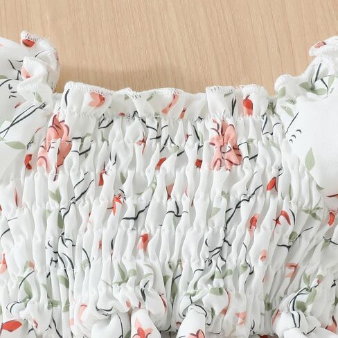 ملابس الفتيات حديثي الولادة بأكمام منتفخة ونيسيي للفتيات رومبير فستان زهري بذلة ملابس صيفية للأطفال الرضع in Kuwait