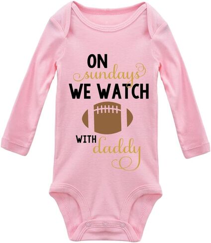 On Sundays We Watch Football With Daddy Cute Baby Bodysuit Long Sleeve Bodysuits in Saudi Arabia