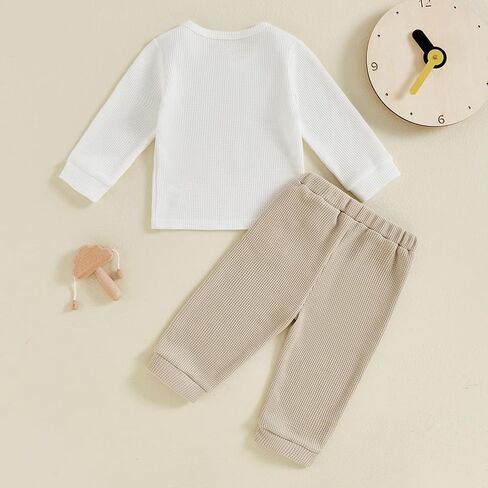 Thorn Tree Toddler Boys Clothes Button Crewneck Pullover Sweatshirt Solid Pants 2Pcs Little Kids Outfits Fall Winter Set in Saudi Arabia