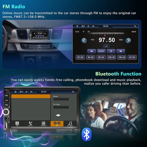 7inch Double Din Car Stereo Touchscreen Multimedia Car Audio Support Wireless Apple Carplay & Android auto,Bluetooth,FM/MP3/MP4/USB,Aux Input Car Audio Receivers with Backup Camera in Saudi Arabia