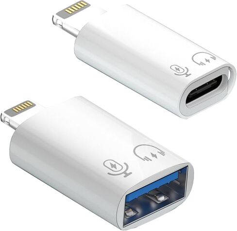 URANT USB A أنثى إلى Lightning Male، موصل محول من النوع C أنثى إلى Lightning ذكر متوافق مع iPhone14 13 12 11 iPod AirPods Type C محول محول، يدعم PD 10W/ نقل البيانات in Kuwait