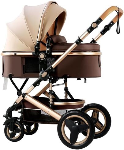 Lightweight Luxury Baby Stroller 2 in 1 Portable High Landscape Reversible Stroller Travel Pram Baby Carriage (Black) in Saudi Arabia